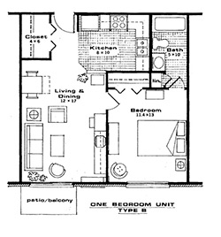 1 Bedroom Floor Plan - B