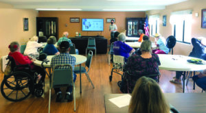 Residents learning about ElliQ at Hardincrest in Kenton, Ohio.