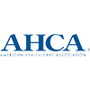 Logo of the American Health Care Association (AHCA), featuring the acronym in large blue letters and the full name beneath in smaller blue text.