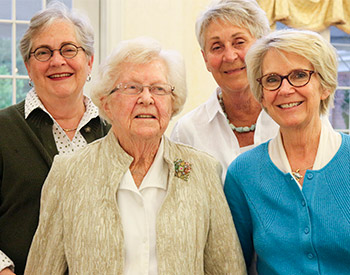 Betty (clockwise from front, left) with her daughters, Susan Budros, Cookie Smith and Becky Miller betty 3494