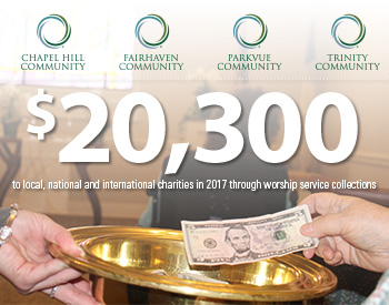 In 2017, United Church Homes communities donated over $20,000 to local, national and international charities through worship service collections