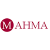 Logo featuring a maroon circle with a white letter "M" inside, followed by the text "AHMA" in maroon capital letters.
